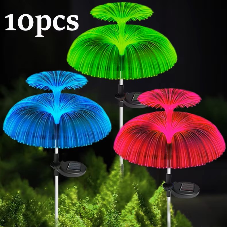Double Jellyfish Solar Light 7 Gradient Colors Solar Garden Light LED Fiber Optic Lampg - Image 6