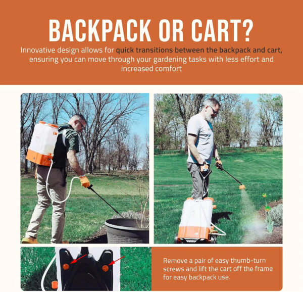 Backpack Sprayer with Cart - Wheeled Cart Sprayer - HD Wand, Wide Mouth Lid, Multiple Nozzles & B - Image 6