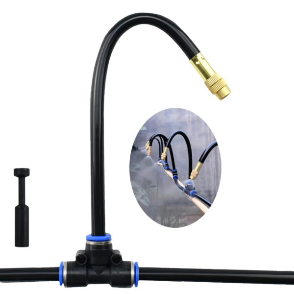 Free Bending Atomizing Misting Nozzle With Tee For Hose 6MM 8MM 10MM 12MM O.D Garden Patio Water Sprayer 6 Pcs - Image 2