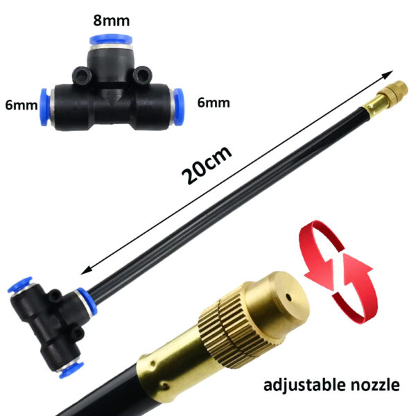 Free Bending Atomizing Misting Nozzle With Tee For Hose 6MM 8MM 10MM 12MM O.D Garden Patio Water Sprayer 6 Pcs - Image 4