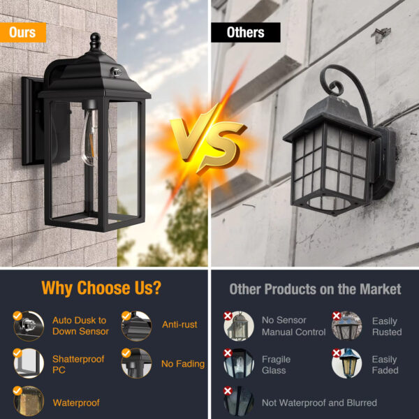 Outdoor Lights Fixture Wall Sconce - 2 Sets Porch Lights Outdoor Wall Lantern - Image 2