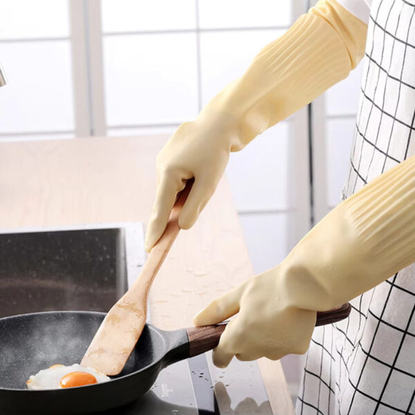 1 Pair Household Long Rubber Gloves Waterproof Cleaning Gardening Non-slip Reusable Washable Industrial Glove Hands Protection - Image 2