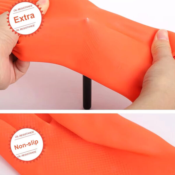 1 Pair Household Long Rubber Gloves Waterproof Cleaning Gardening Non-slip Reusable Washable Industrial Glove Hands Protection - Image 4
