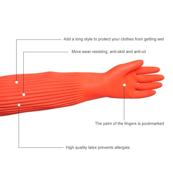 1 Pair Household Long Rubber Gloves Waterproof Cleaning Gardening Non-slip Reusable Washable Industrial Glove Hands Protection - Image 6
