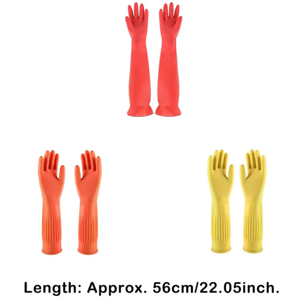1 Pair Household Long Rubber Gloves Waterproof Cleaning Gardening Non-slip Reusable Washable Industrial Glove Hands Protection - Image 5