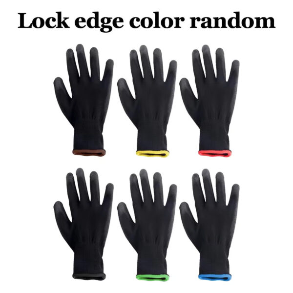 Black Nylon PU Coated Gloves Breathable Non Slip for Factory Machinery Gardening Woodworking Outdoor Safety Work Gloves - Image 4