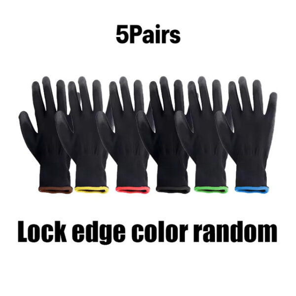 Black Nylon PU Coated Gloves Breathable Non Slip for Factory Machinery Gardening Woodworking Outdoor Safety Work Gloves - Image 7