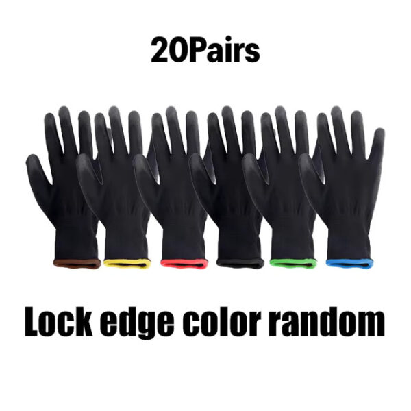 Black Nylon PU Coated Gloves Breathable Non Slip for Factory Machinery Gardening Woodworking Outdoor Safety Work Gloves - Image 9