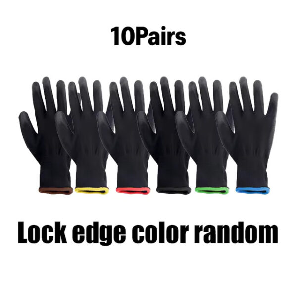 Black Nylon PU Coated Gloves Breathable Non Slip for Factory Machinery Gardening Woodworking Outdoor Safety Work Gloves - Image 8